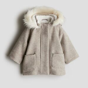 H&M Kids Tan Hooded Coat Size 2-3y